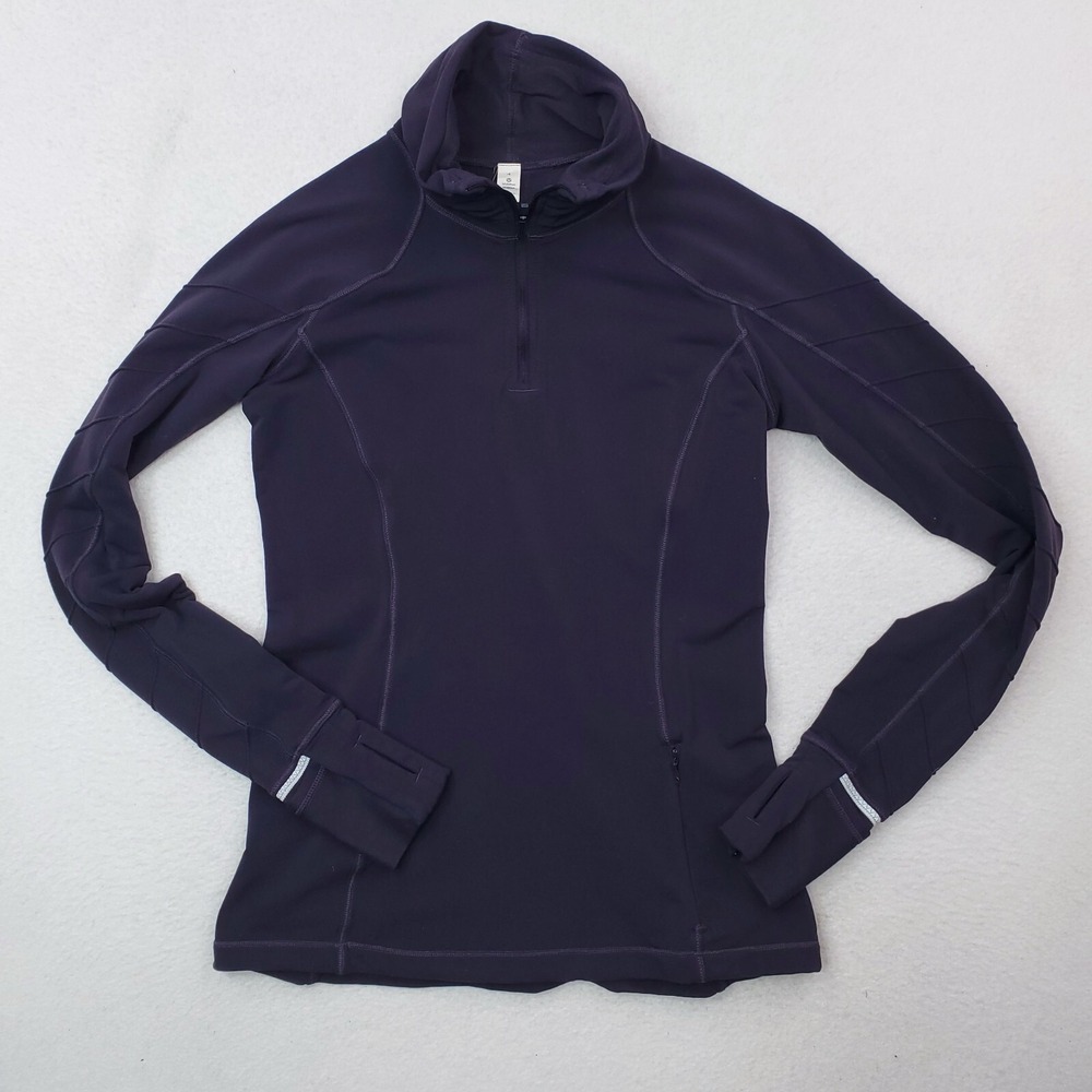 Lululemon Face The Frost Half Zip Pullover Womens 4 Purple Thumbholes Athleisure